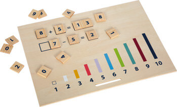 Houten leerbox met rekenstaven en rekenblokjes - Montessori leermateriaal