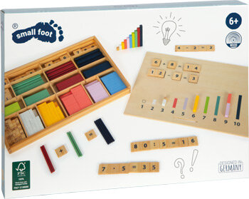 Houten leerbox met rekenstaven en rekenblokjes - Montessori leermateriaal