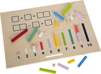 Houten leerbox met rekenstaven en rekenblokjes - Montessori leermateriaal
