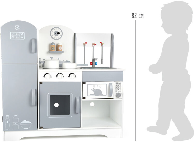Houten speelkeukentje met koelkast