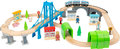 Junior collectie - complete houten treinbaan met brug Junior collectie - complete houten treinbaan met brug