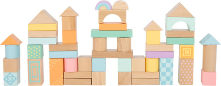 Pastel houten bouwblokken - 50 stuks