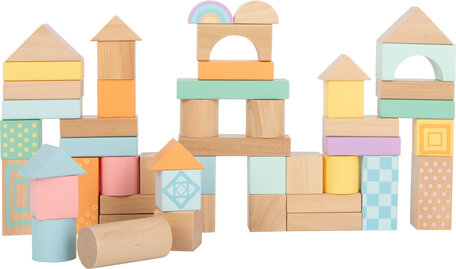 Pastel houten bouwblokken - 50 stuks