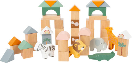 Dieren houten bouwstenen - 50-delige set