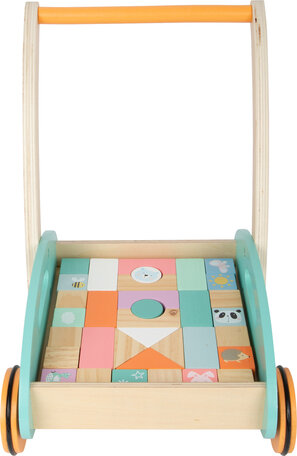 Pastel loopwagen met 34 blokken