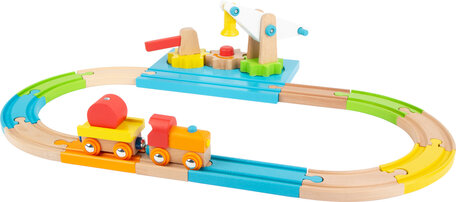 Junior collectie - houten treinbaan met hijskraan