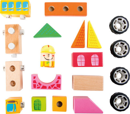 Houten constructie set - Schoolbus