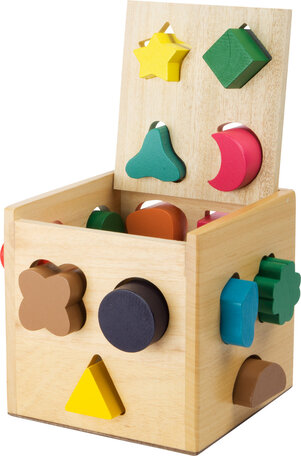 Houten vormenstoof kubus - Multi kleuren