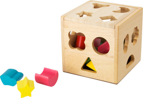 Houten vormenstoof kubus - Multi kleuren