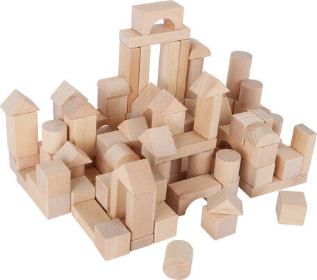 Houten blokken + handige tas - blank - 100 stuks