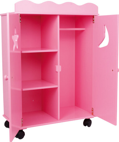 Poppen garderobe kast - roze