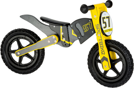 Loopfiets motorcrosser - Geel - grijs