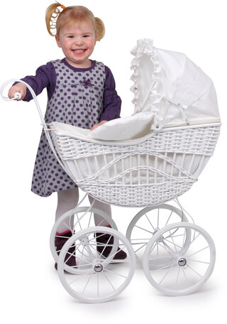 Houten vintage poppenwagen 