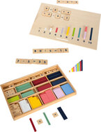 Houten leerbox met rekenstaven en rekenblokjes - Montessori leermateriaal
